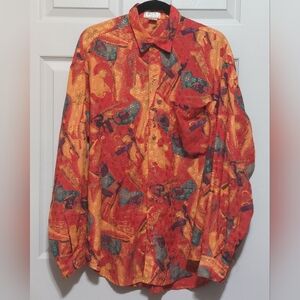 Vintage 80s Fierce Colorful Buttonup Size Medium